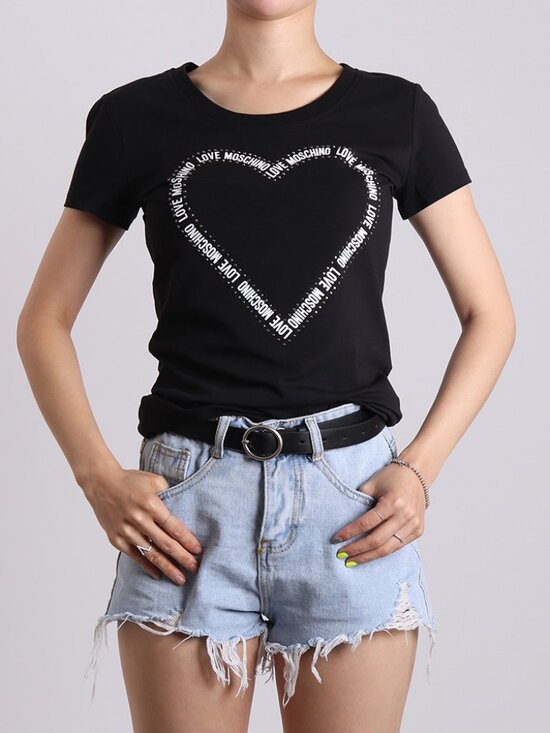 Love Moschino Tops - NWT - Love Moschino Rhinestone Heart T-shirt - Black🖤